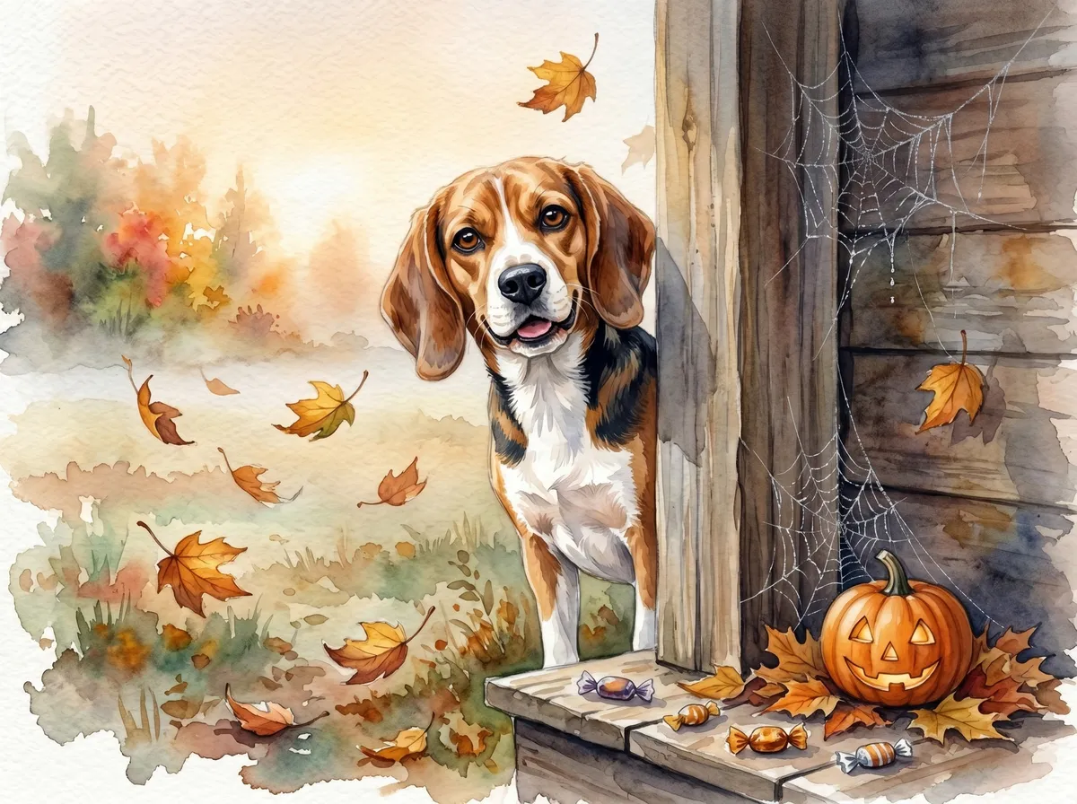 Beagle watercolor calendar month 10